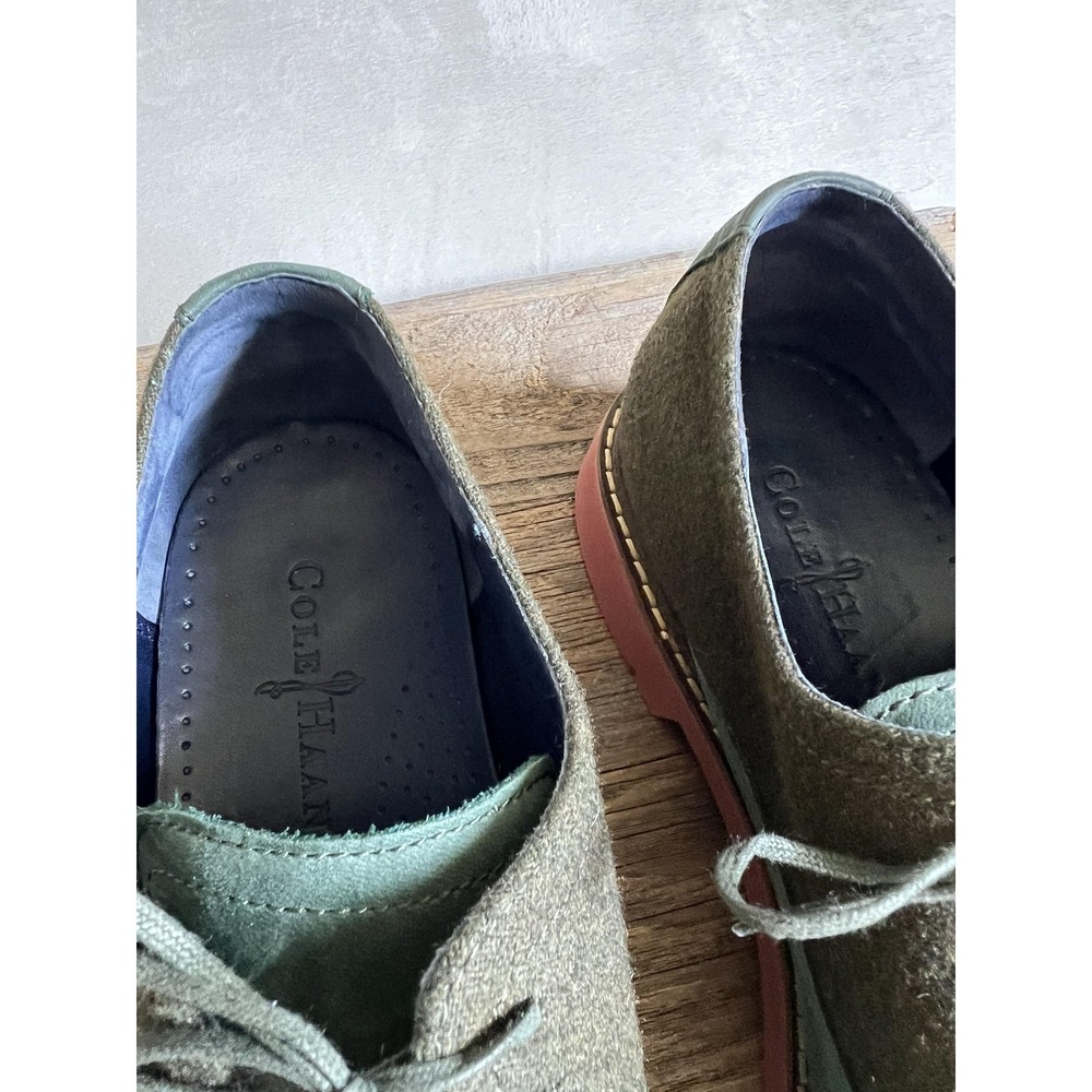 Cole Haan Air Shoes Mens 10.5 Green Suede Wool Cap Toe Oxford Lace Up Preppy - Picture 6 of 11